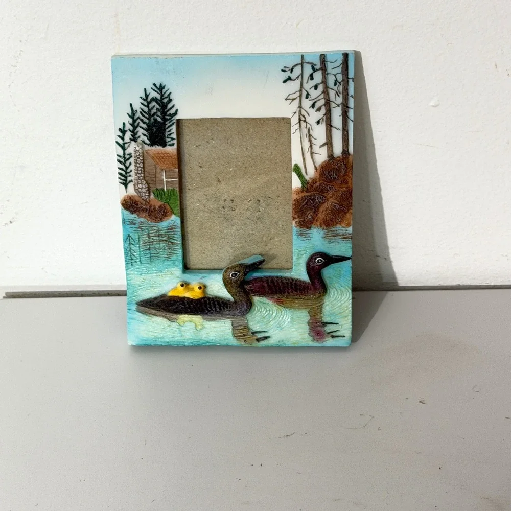 K's Collection Loon Bird Picture Frame  Small Blue Rustic Lake Cabin Decor